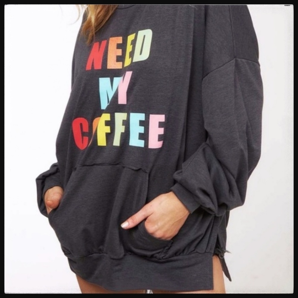 🚫Sold!🚫 🎉HP🎉  Pullover 'Need My Coffee' NWT - Picture 2 of 4